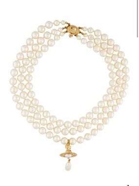 Vivienne Westwood Three Row Embellished Drop Necklace